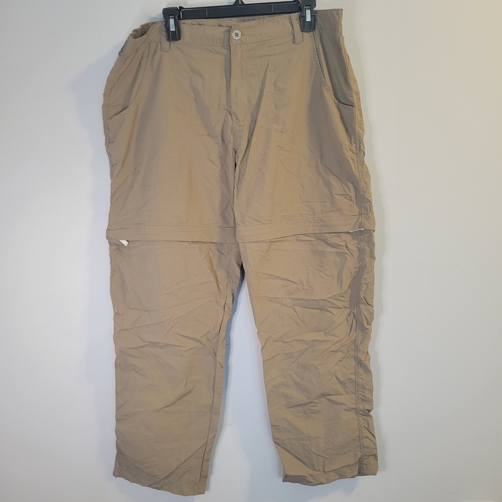 White Sierra Mens Convertible Hiking Pants Tan Khaki Zip Off Cargo Nylon 34x30